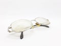 Senior Used Rusty Dirty Reading Glasses Frame and Case in White Isolated Background 08 Royalty Free Stock Photo