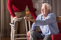 Senior with walking zimmer Royalty Free Stock Photo