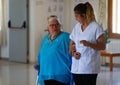 Senior with nurse on a nursing home in Mallorca Royalty Free Stock Photo