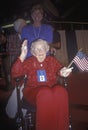 Senior in wheelchair at the Republican National Convention in 1996, San Diego, CA