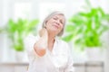 Senior woman acute neck pain Royalty Free Stock Photo