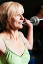 Senior Woman with barbell in gym Royalty Free Stock Photo