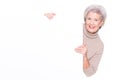 Senior woman with blank sign Royalty Free Stock Photo