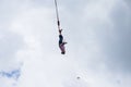 Senior woman bungee jump