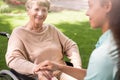 Senior woman and caring nurse Royalty Free Stock Photo