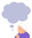 Senior woman cartoon character portrait with speech bubble