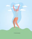 Senior woman cartoon jumping at park vector design Royalty Free Stock Photo