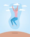 Senior woman cartoon jumping at park vector design Royalty Free Stock Photo