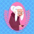 Senior Woman With Chat Bubble Modern Grandmother Icon Lady