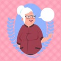 Senior Woman With Chat Bubble Modern Grandmother Icon Lady