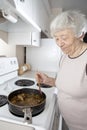 Senior woman cooking Royalty Free Stock Photo