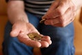 Senior woman counting money Royalty Free Stock Photo