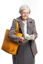 Senior woman counting money