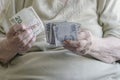 Senior woman counting money turkish lira Royalty Free Stock Photo