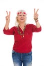 Senior woman dressed like a hippie