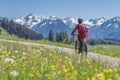 Senior woman on electric mountain bike