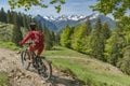 Senior woman on electric mountain bike