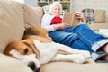 Senior Woman Enjoying Leisure Time with Dog Royalty Free Stock Photo