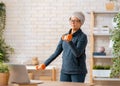 Senior woman exercising at home Royalty Free Stock Photo