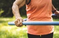 Senior woman exercising with a hula hoop Royalty Free Stock Photo