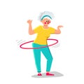 Senior Woman Exercising With Hula Hoop Vector Royalty Free Stock Photo