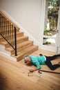 Senior woman fallen down from stairs