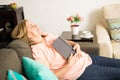 Senior woman fell asleep after reading Royalty Free Stock Photo