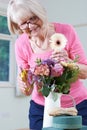 Senior Woman In Flower Arranging Class Royalty Free Stock Photo