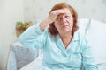 Senior woman got a headache Royalty Free Stock Photo