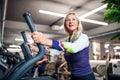 A senior woman in gym doing cardio work out exercise. Royalty Free Stock Photo