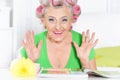 Senior woman in hair rollers Royalty Free Stock Photo