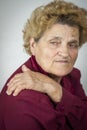 Senior woman having back ache Royalty Free Stock Photo