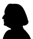A senior woman head, body part black color silhouette vector