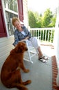 Senior woman and her dog Royalty Free Stock Photo