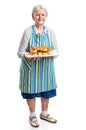 Senior woman holding fresh buns Royalty Free Stock Photo