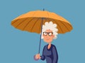 Senior Woman Holding an Umbrella Vector Cartoon Illustration Royalty Free Stock Photo