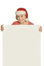 Senior woman holding white blank Royalty Free Stock Photo