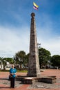 Senior woman at the Jose Celestino Mutis square in Mariquita in Colombia