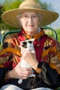 Senior woman with kitten. Royalty Free Stock Photo