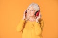 Senior woman listening to music Royalty Free Stock Photo