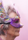 Senior Woman at Mardi Gras Royalty Free Stock Photo