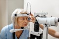 Senior woman during a medical eye examination Royalty Free Stock Photo