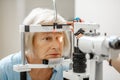 Senior woman during a medical eye examination Royalty Free Stock Photo