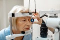 Senior woman during a medical eye examination Royalty Free Stock Photo