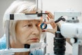 Senior woman during a medical eye examination Royalty Free Stock Photo