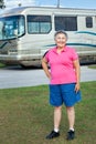 Senior Woman with Motor Home Royalty Free Stock Photo