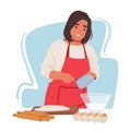 Senior Woman Passionately Makes Dough For Baking, Her Hands Skillfully Mixing, Kneading And Shaping The Ingredients