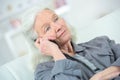 Senior woman with phone feel unwell Royalty Free Stock Photo