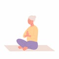 senior woman practicing yoga exercises. Healthy lifestyle