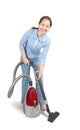 Senior Woman Pushing Vacuum Cleaner